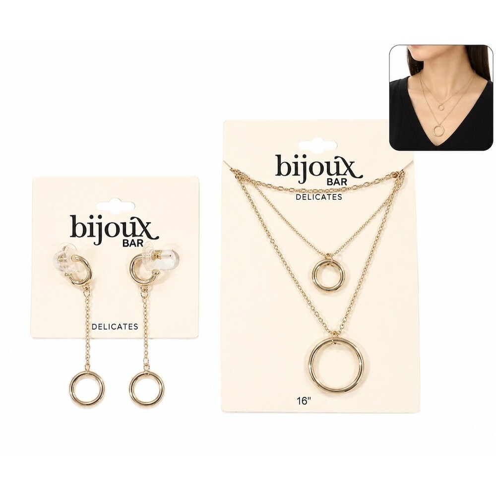 $30 Bijoux Bar Jewelry Set Gold Layered Circle Pendant Necklace cute gift